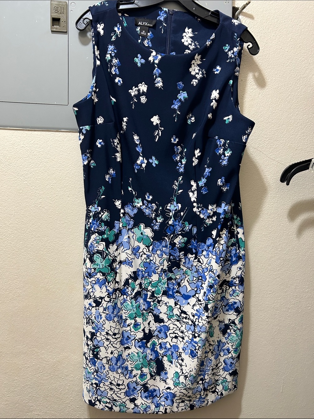 ALYX Navy Floral Sleeveless Sheath Dress